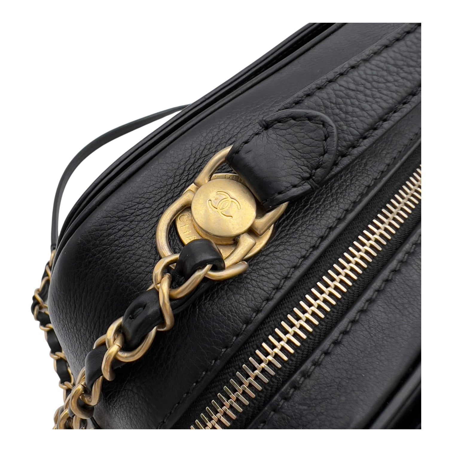 Chanel Vanity Top Handle Bag Black in Caviar Leather, Gold hardware_12