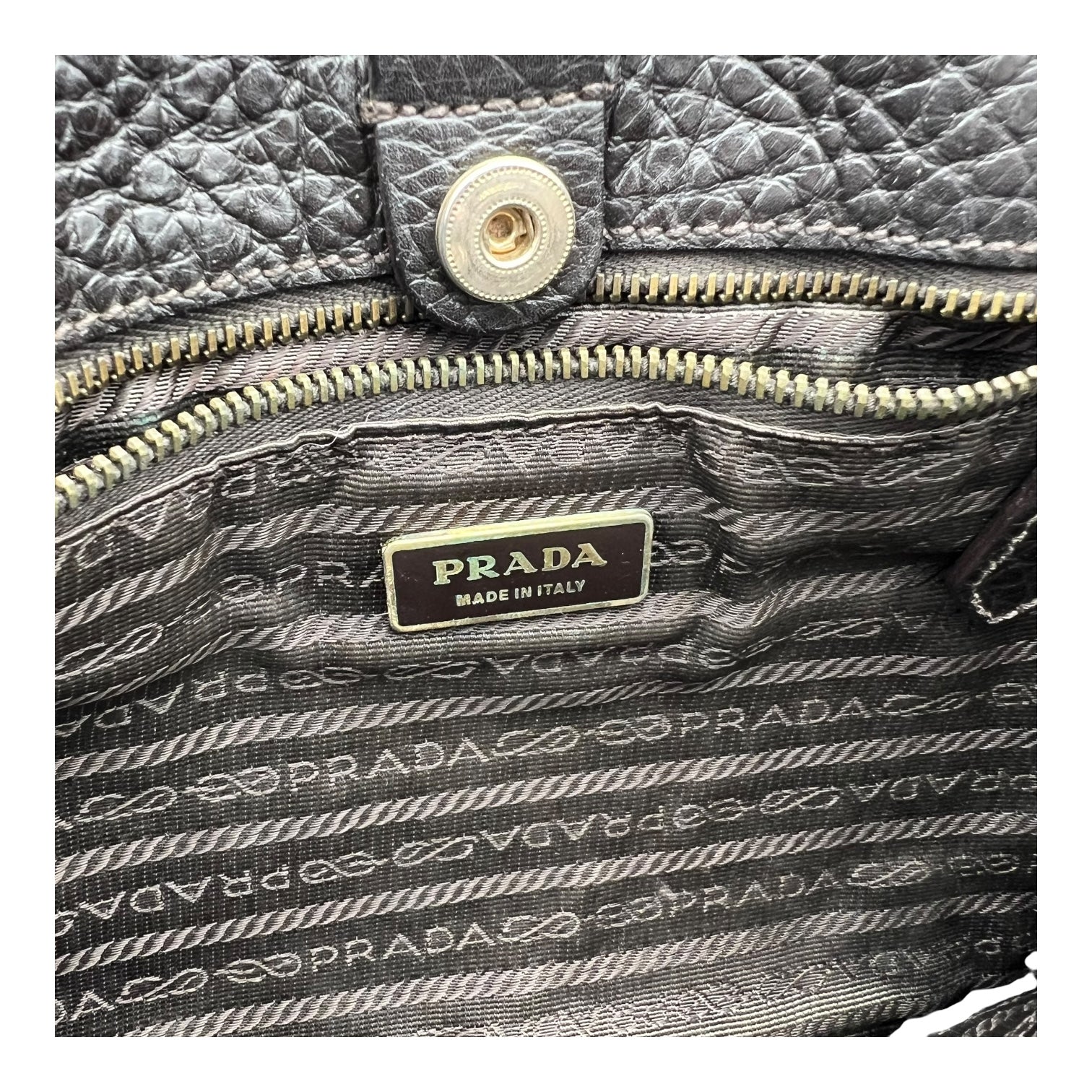 Prada Logo Multi-colour Top Handle Bag in Canvas, Gold hardware_8