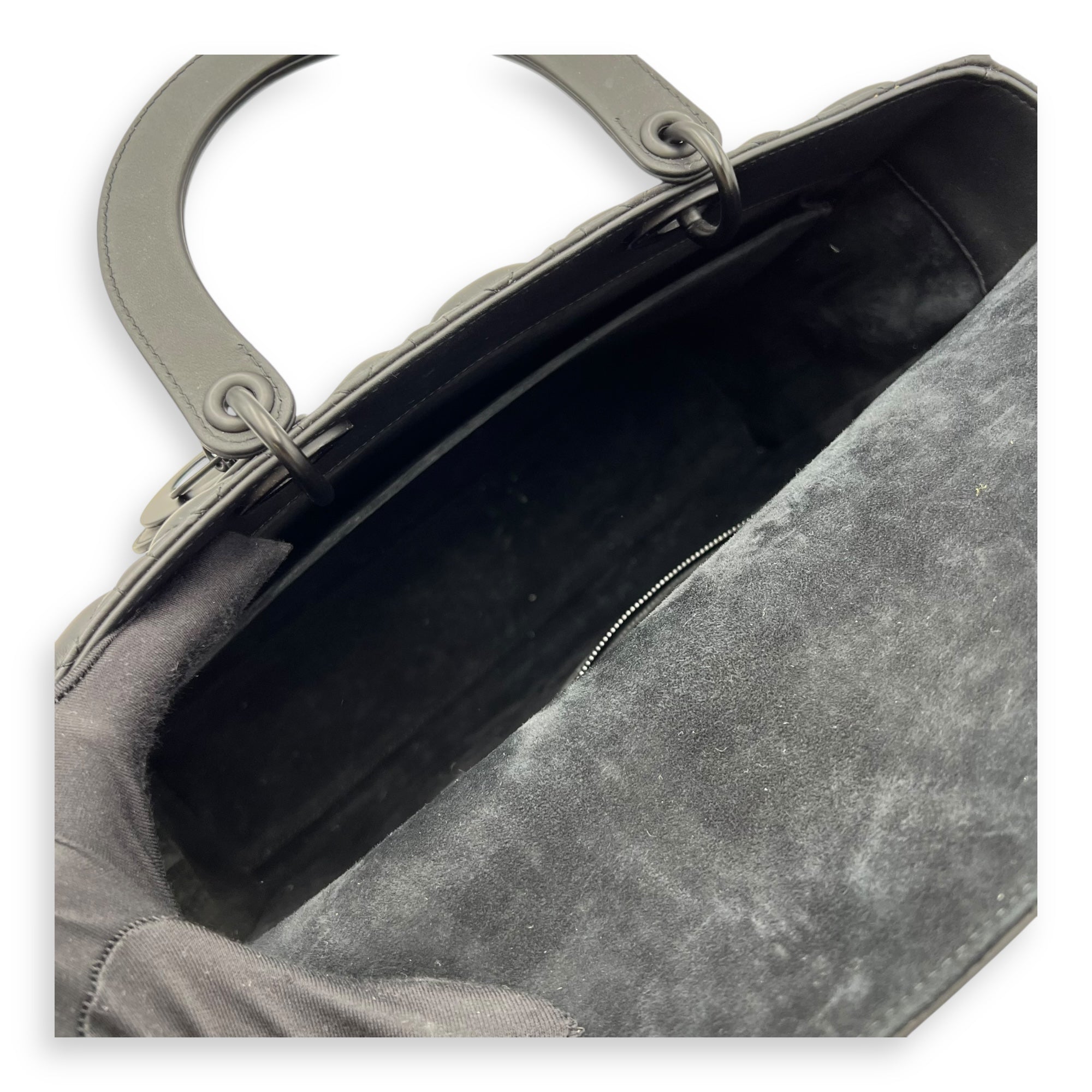 Christian Dior Lady Dior Top Handle Bag Large Ultramatte in Lambskin, Lacquered Metal hardware_10