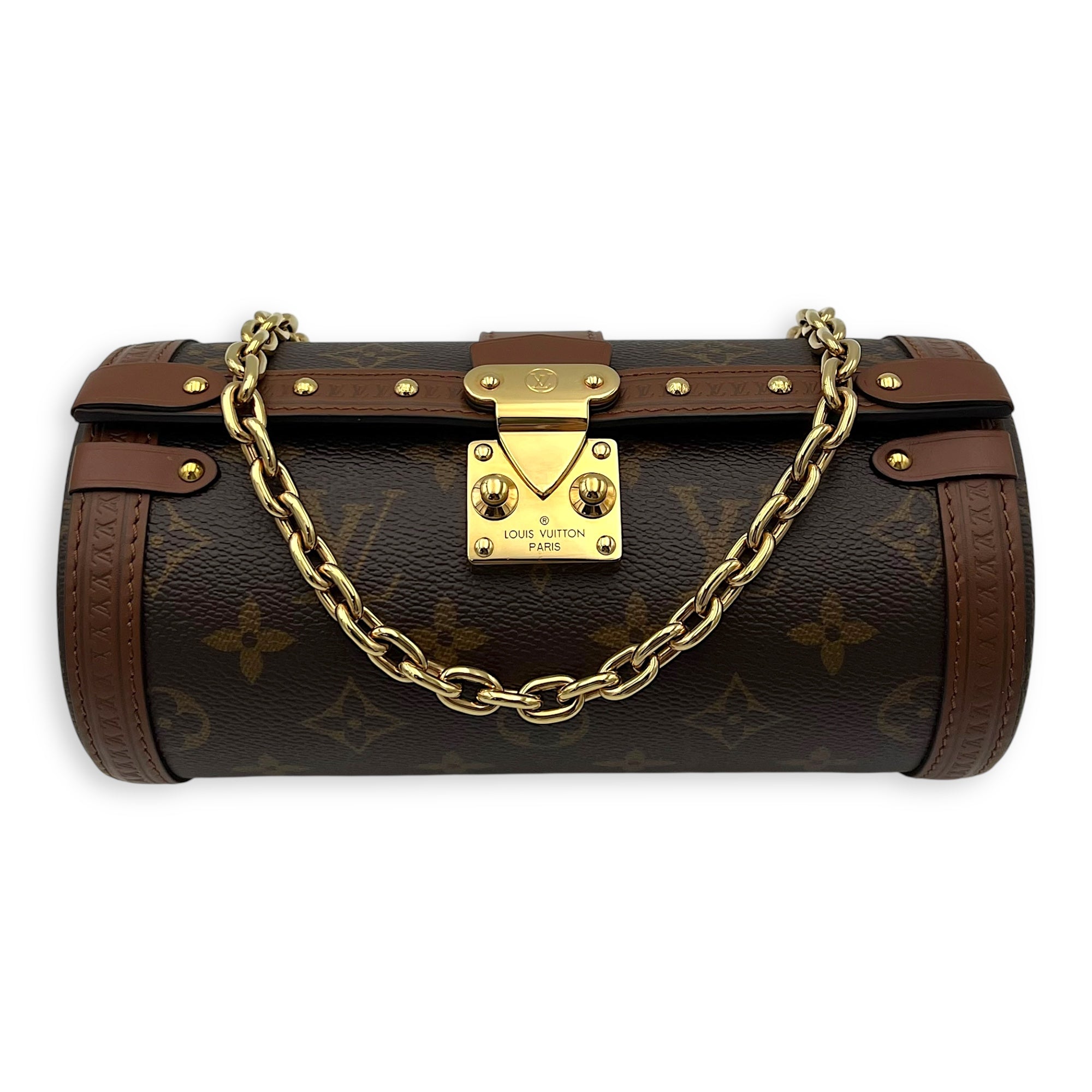 Louis Vuitton Papillon Trunk Brown Shoulder Bag in Monogram Coated Canvas, Gold hardware_10