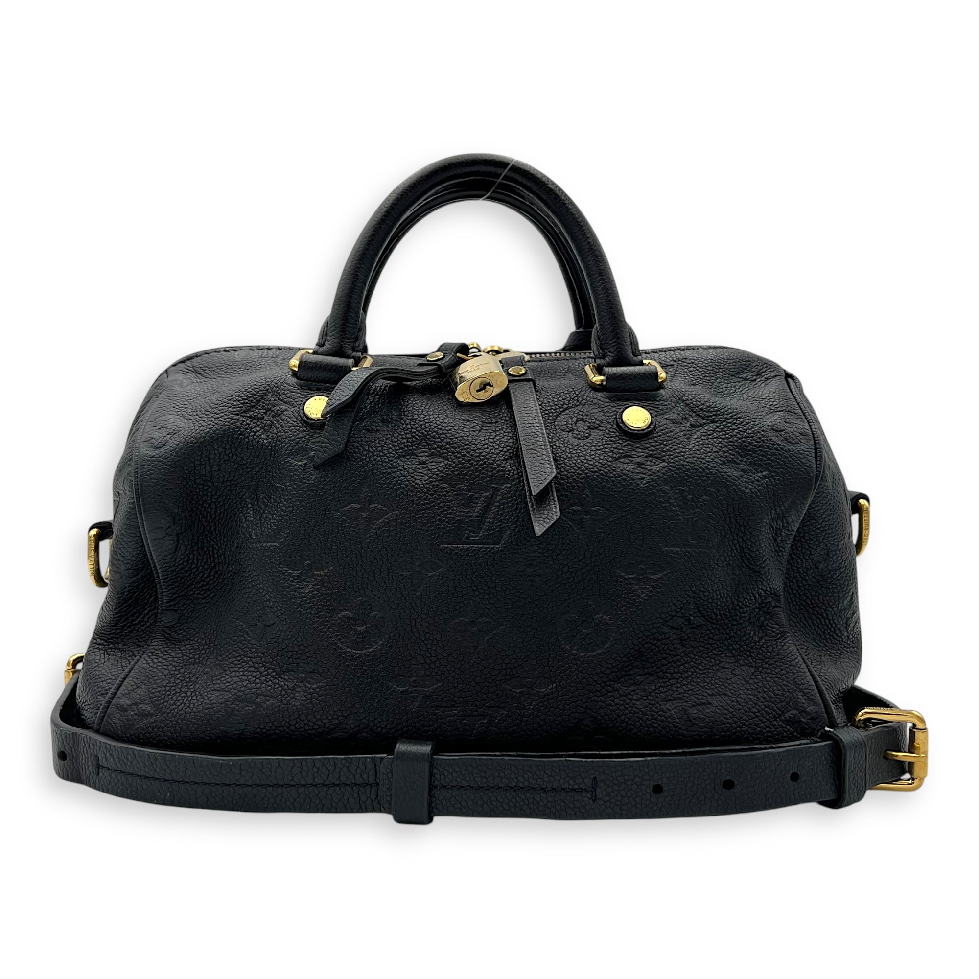 Louis Vuitton Speedy Top Handle Bag 25 Blue in Empreinte Leather, Gold hardware_10