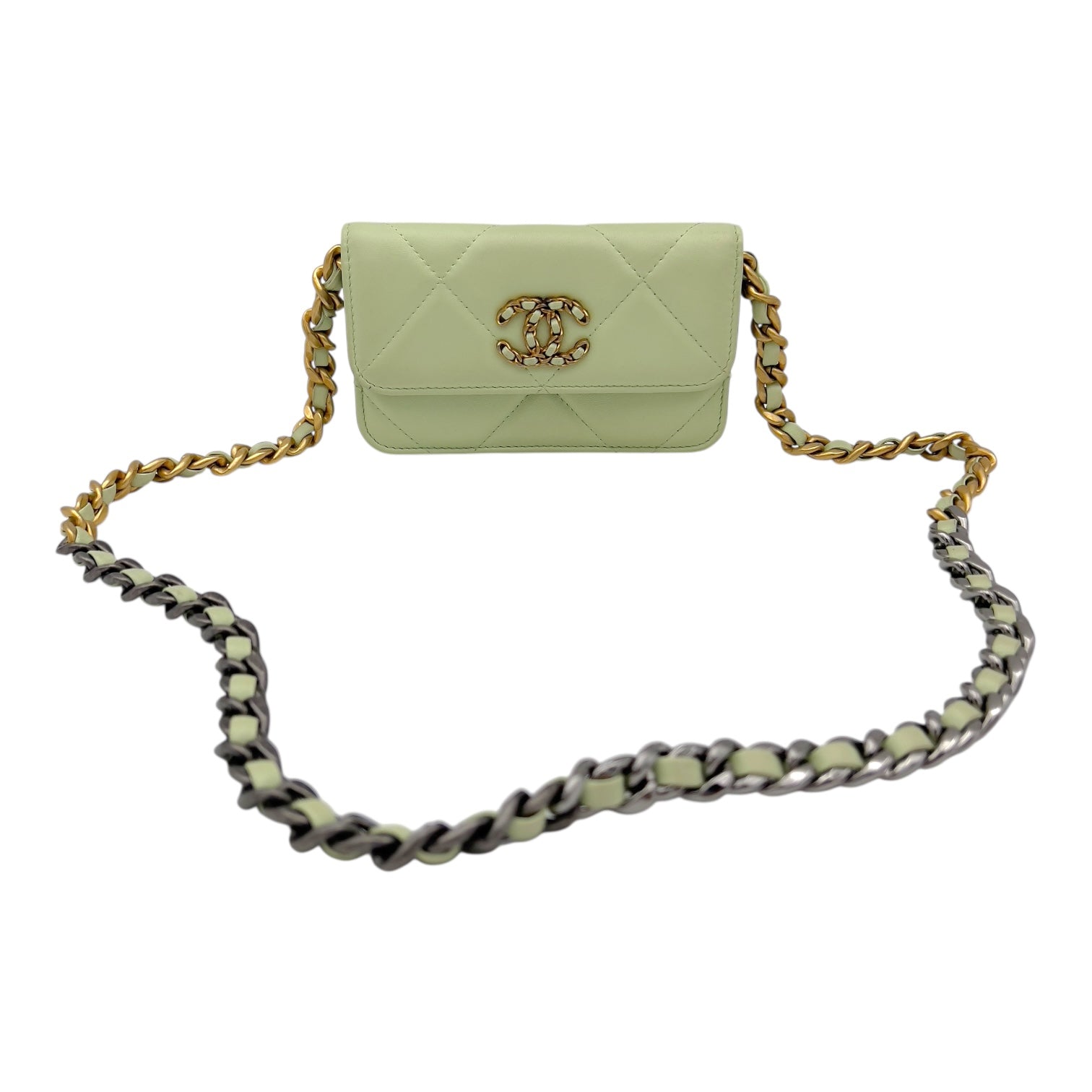 Chanel C19 Wallet On Chain Green in Lambskin, Mixed hardware_8