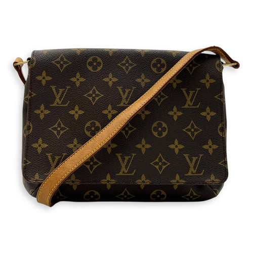 Louis Vuitton Musette Tango Shoulder Bag Brown in Monogram Coated Canvas, Gold hardware_10