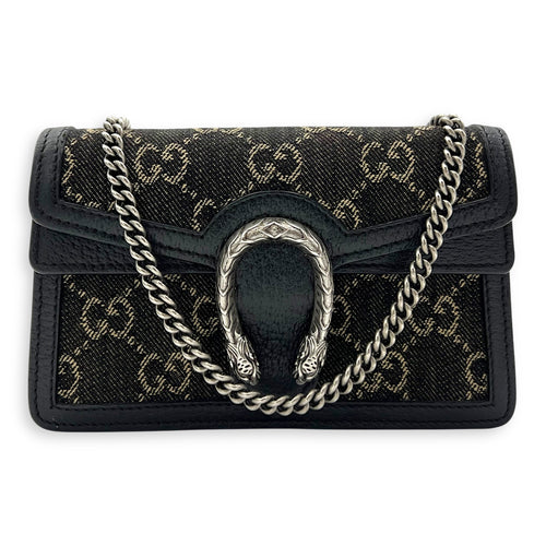 Gucci Dionysus Super Mini Black Crossbody Bag in Canvas, Silver hardware_10