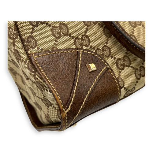 Gucci Nailhead Brown Top Handle Bag in Canvas, Gold hardware_10