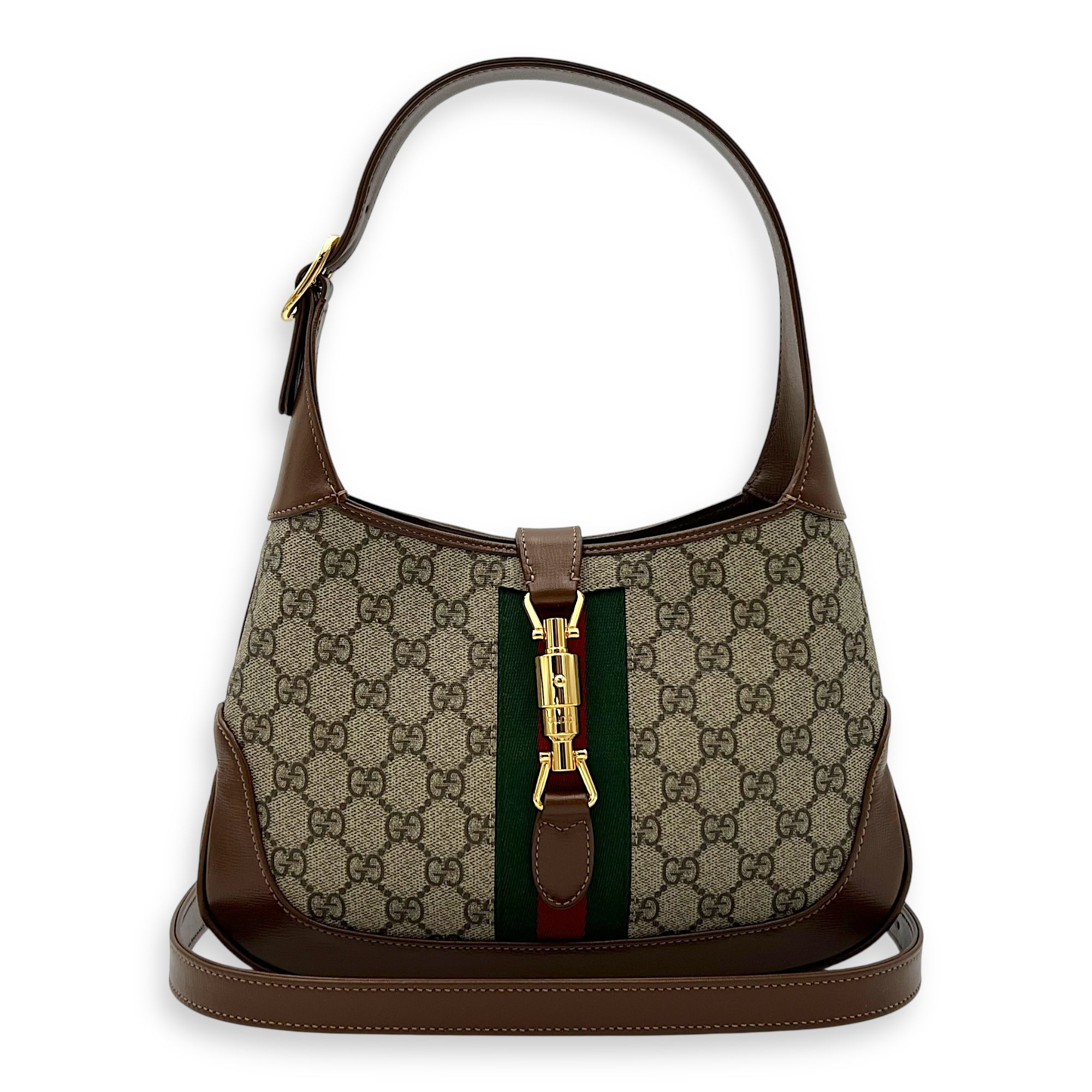 Gucci Jackie 1961 Top Handle Bag Brown in Coated Canvas, Gold hardware_10