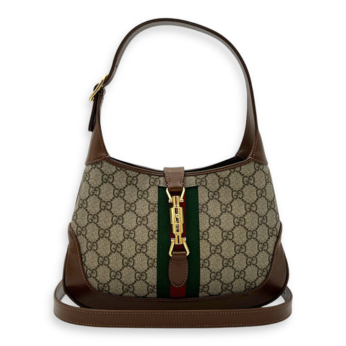 Gucci Jackie 1961 Top Handle Bag Brown in Coated Canvas, Gold hardware_10