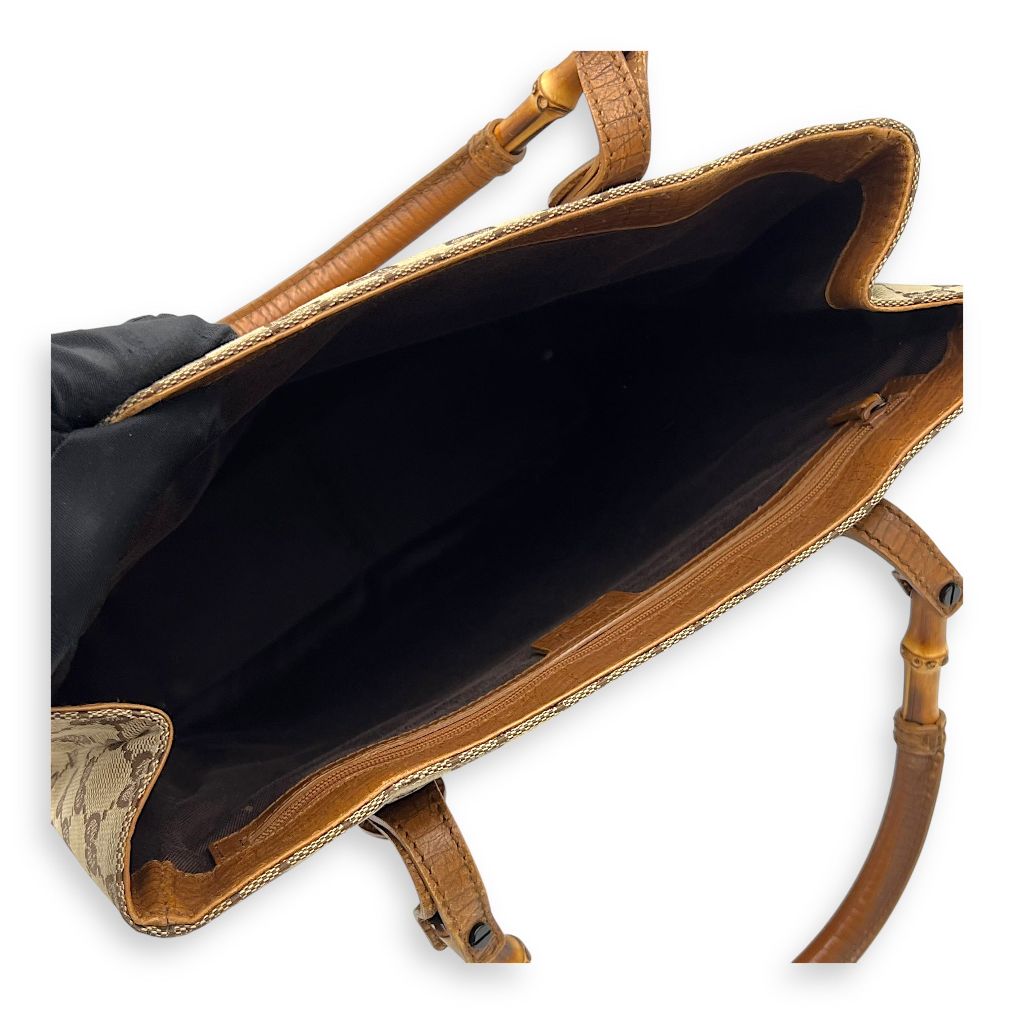 Gucci GG Top Handle Bag Brown in Canvas, Gold hardware_10