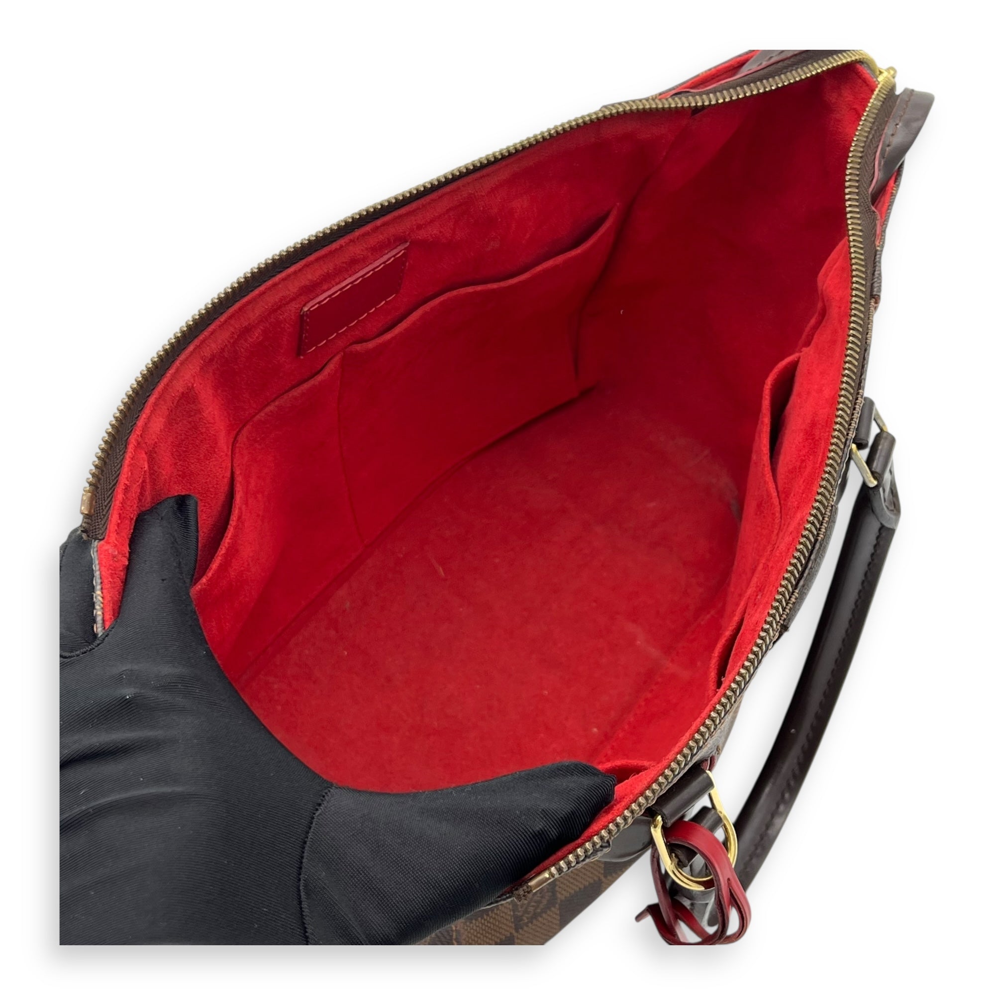 Louis Vuitton Caissa Top Handle Bag Brown in Coated Canvas, Gold hardware_10