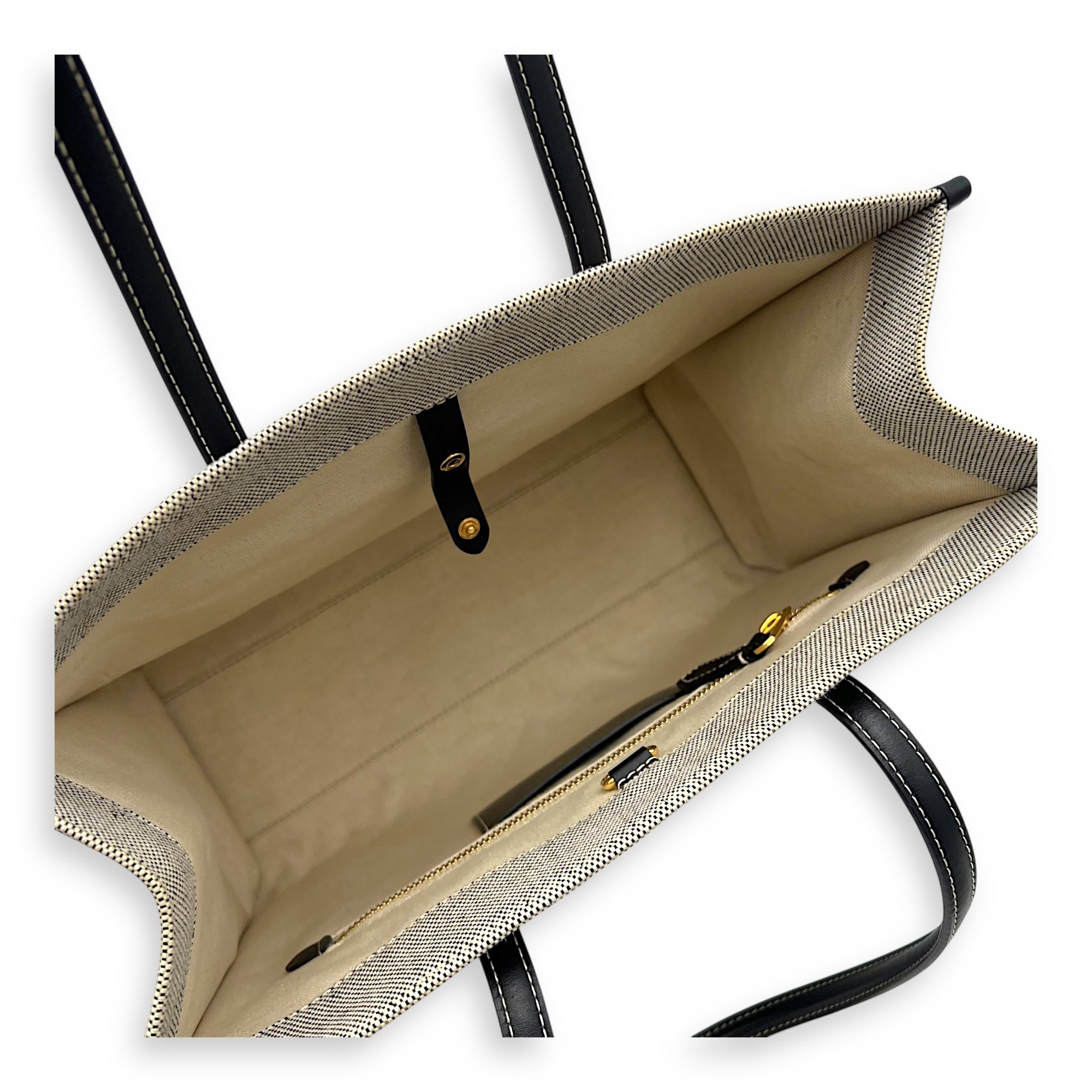 Burberry Freya Tote Bag Black in Canvas, Gold hardware_10