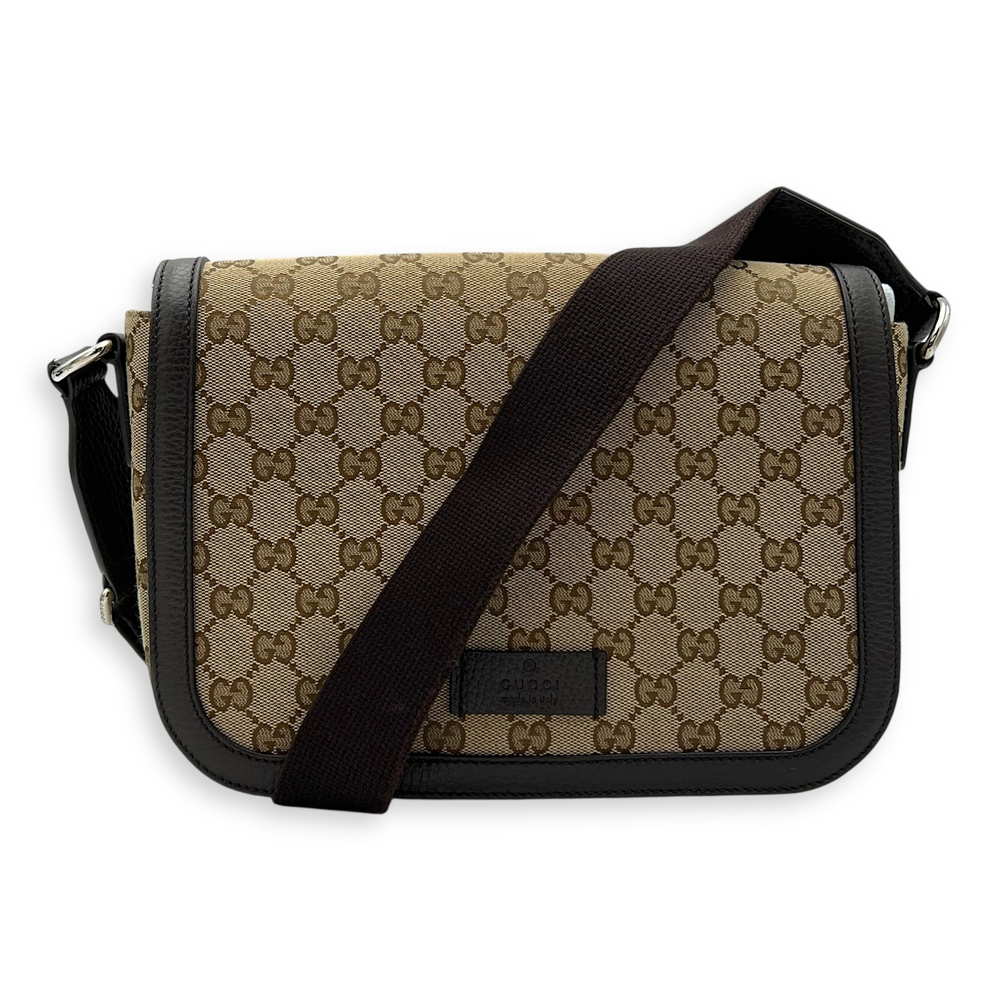 Gucci GG Supreme Small Brown Messenger in Canvas, Silver hardware_10