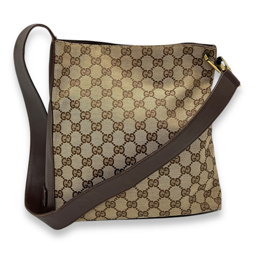 Gucci GG Shoulder Bag Brown in Canvas, Gold hardware_10