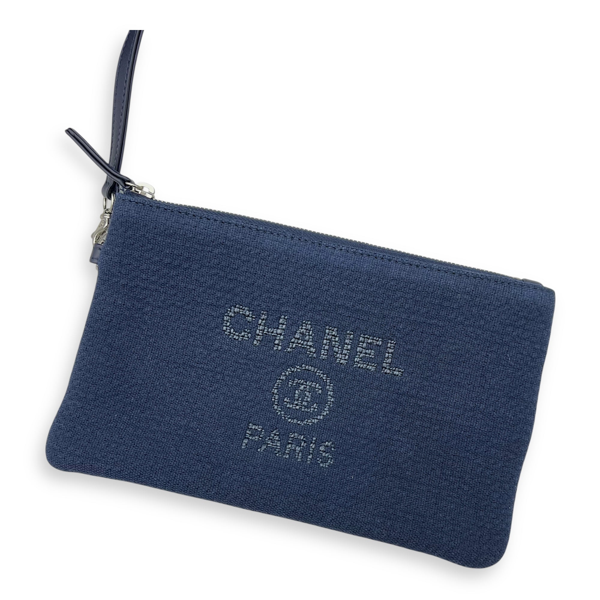 Chanel Deauville Small Blue Tote Bag in Canvas, Silver hardware_10