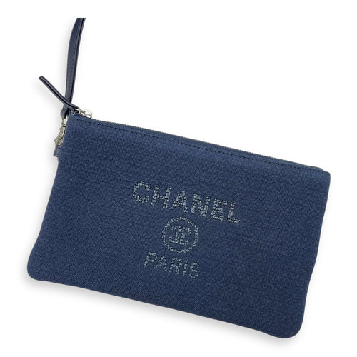 Chanel Deauville Small Blue Tote Bag in Canvas, Silver hardware_10