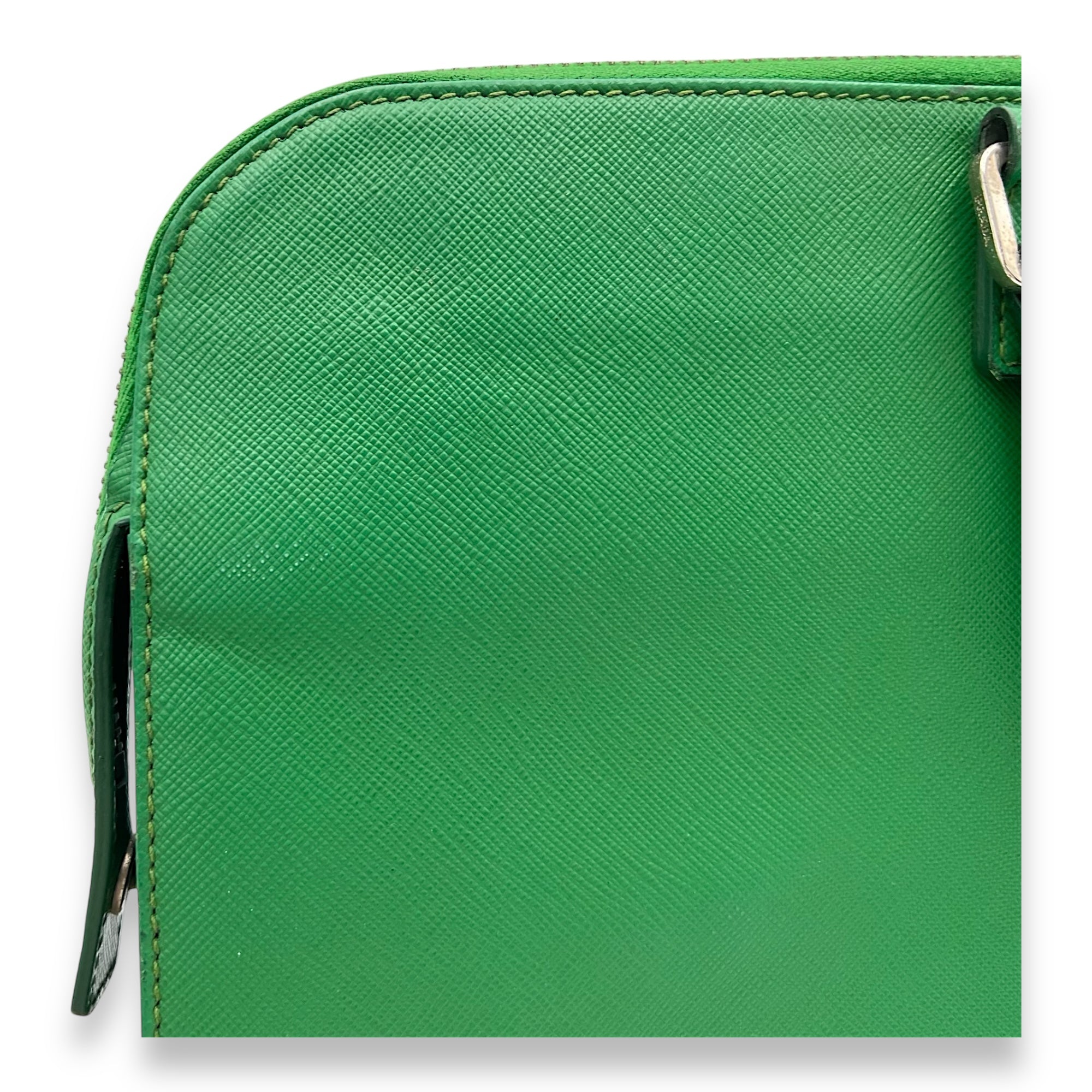 Prada Logo Briefcase Green in Saffiano Leather, Silver hardware_10