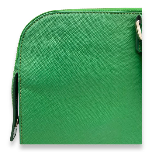 Prada Logo Briefcase Green in Saffiano Leather, Silver hardware_10