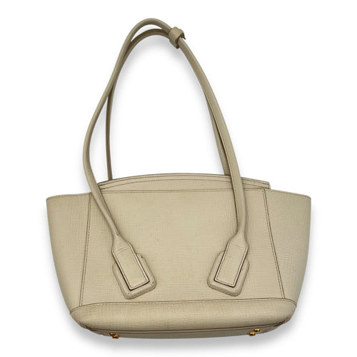 Bottega Veneta Arco White Top Handle Bag in Calfskin, Gold hardware_2