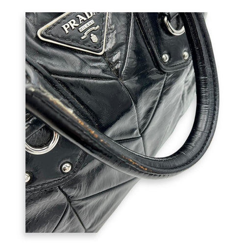 Prada Quilted Top Handle Bag Black in Glazed Calfskin, Silver hardware_10