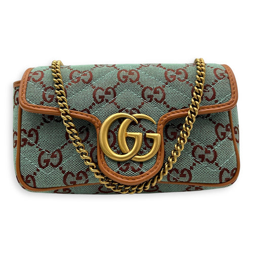 Gucci GG Marmont Crossbody Bag Super Mini Blue in Denim, Gold hardware_11