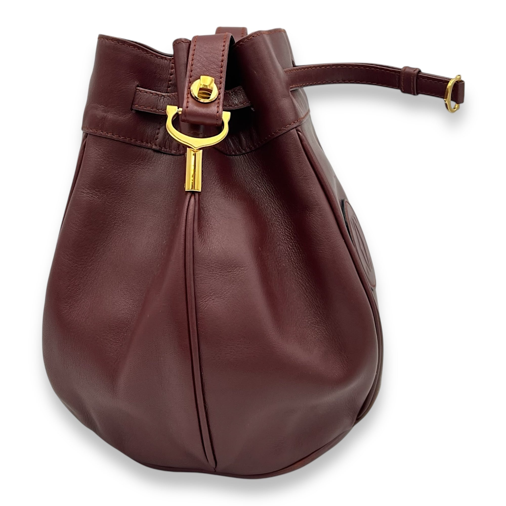 Cartier Must de Bucket Bag Red in Calfskin, Gold hardware_3