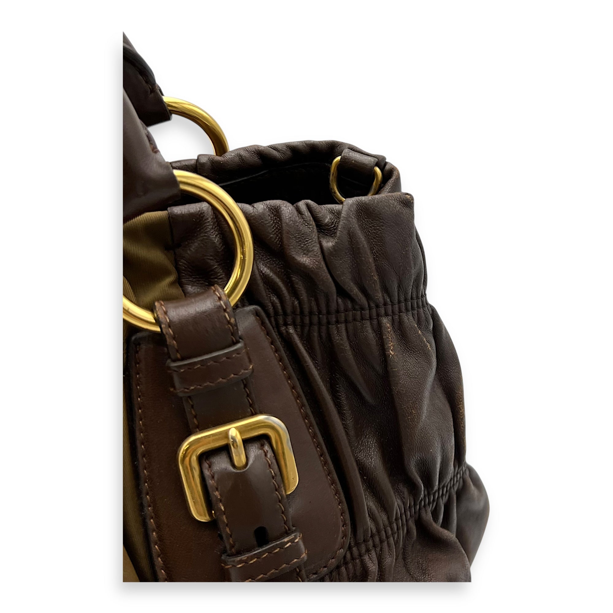 Prada Vintage Top Handle Bag Green in Nylon, Gold hardware_10