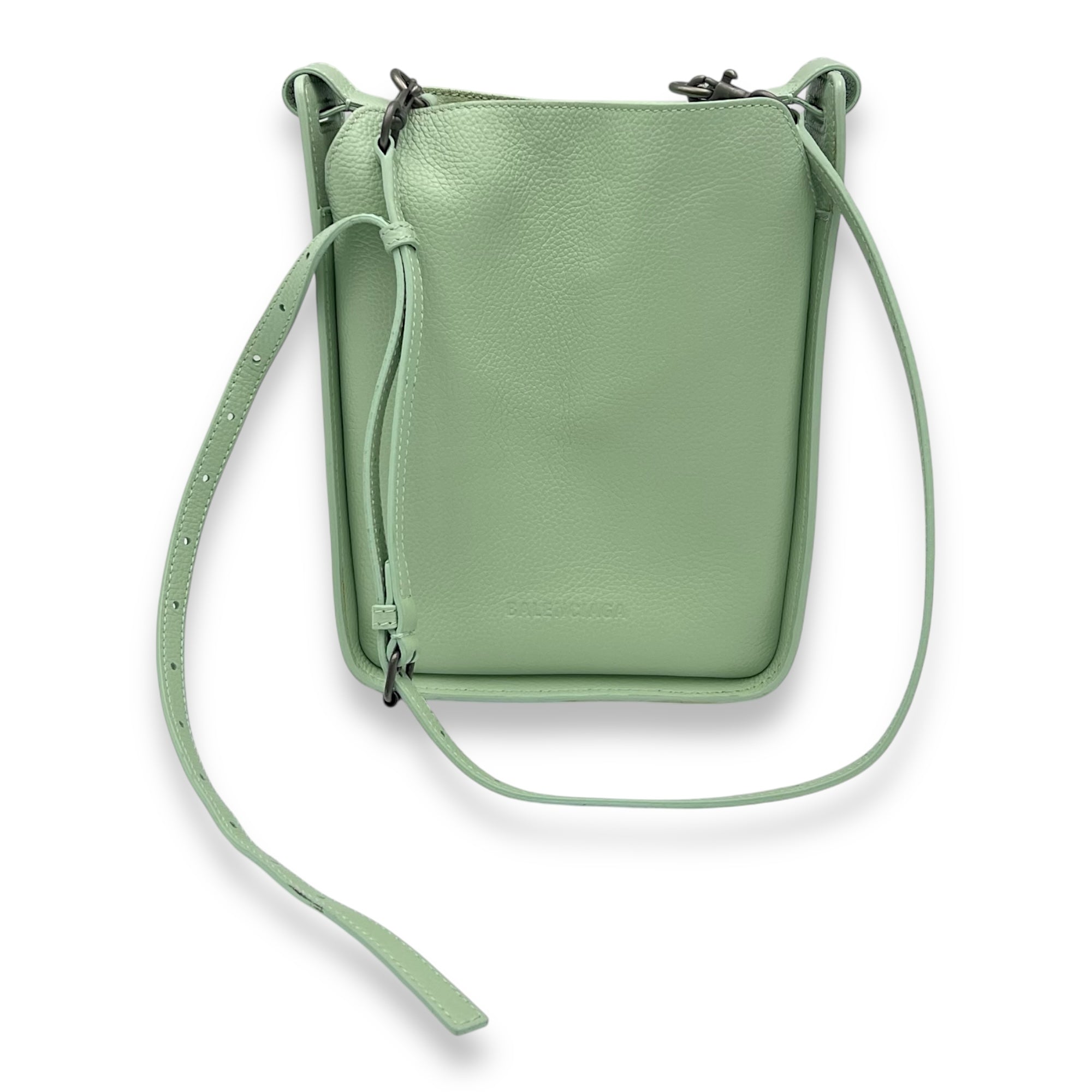 Balenciaga Tool Mint Green Crossbody Bag in Calfskin, Gunmetal hardware_10