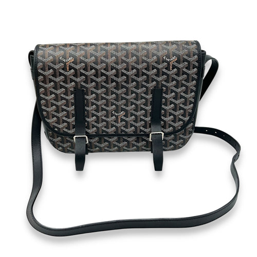Goyard Belvedere Messenger MM Black in Coated Canvas, Silver hardware_12