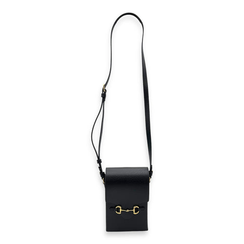 Gucci Horsebit 1955 Black Crossbody Bag in Calfskin, Gold hardware_8