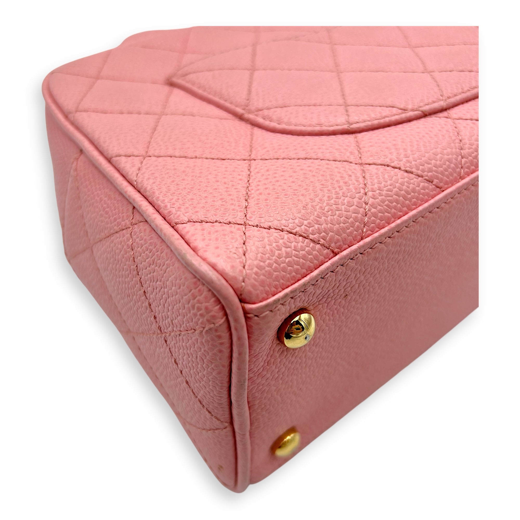 Chanel Bowling Pink Top Handle Bag in Caviar Leather, Gold hardware_8