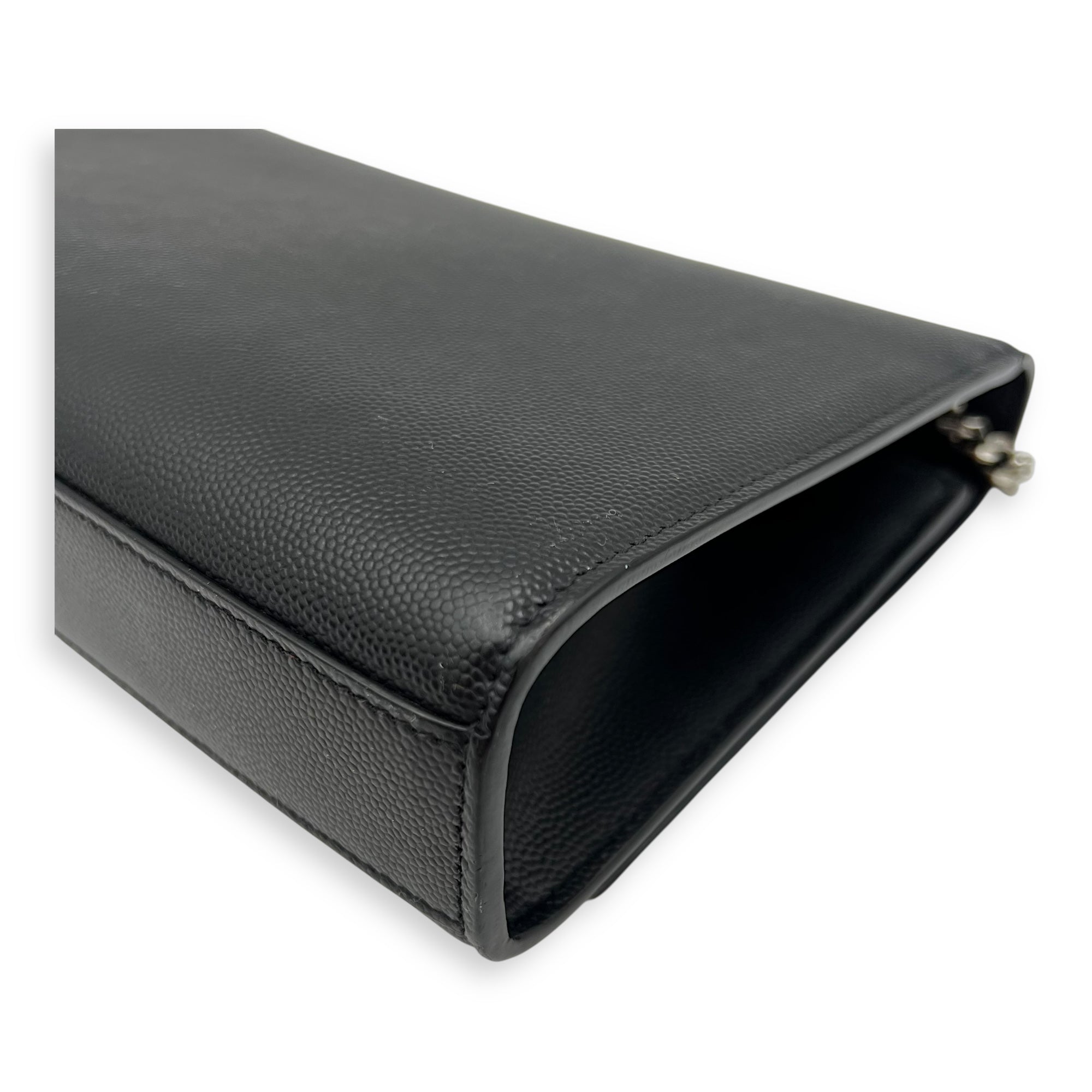 Saint Laurent Kate Crossbody Bag Black in Calfskin, Silver hardware_10