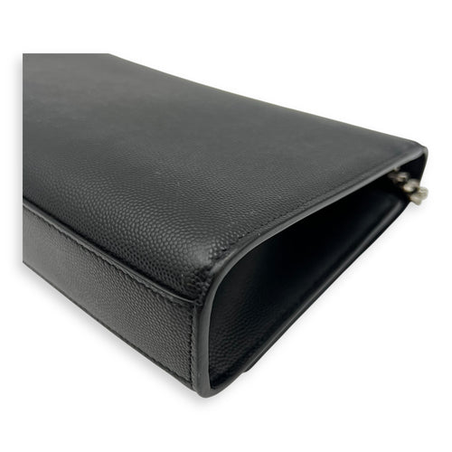 Saint Laurent Kate Crossbody Bag Black in Calfskin, Silver hardware_10