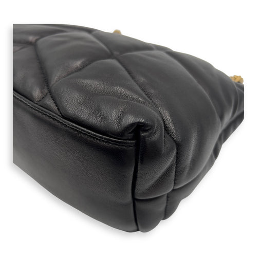 Saint Laurent Puffer Shoulder Bag Black in Calfskin, Gold hardware_10