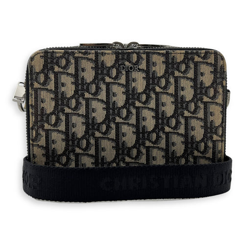 Christian Dior Oblique Mini Blue Camera Bag in Jacquard, Silver hardware_10