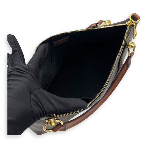 Louis Vuitton V MM Brown Top Handle Bag in Monogram Coated Canvas, Gold hardware_10