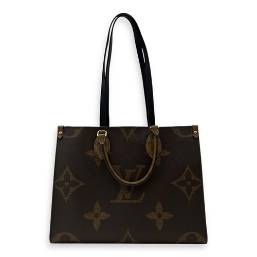 Louis Vuitton OnTheGo MM Brown Top Handle Bag in Coated Canvas, Gold hardware_10