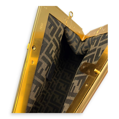 Fendi First Clutch Brown in Calfskin, Gold hardware_10