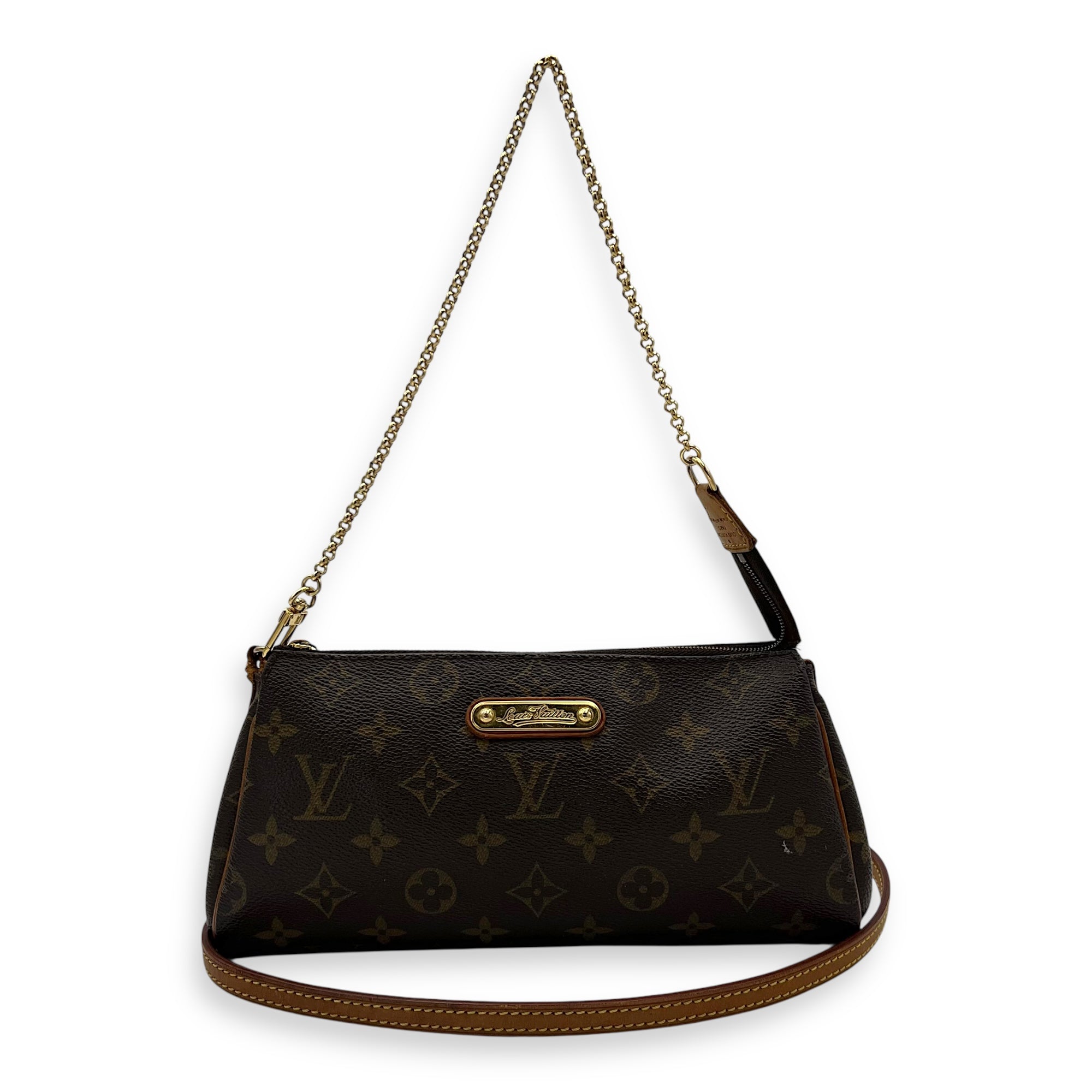 Louis Vuitton Eva Crossbody Bag Brown in Monogram Coated Canvas, Gold hardware_10