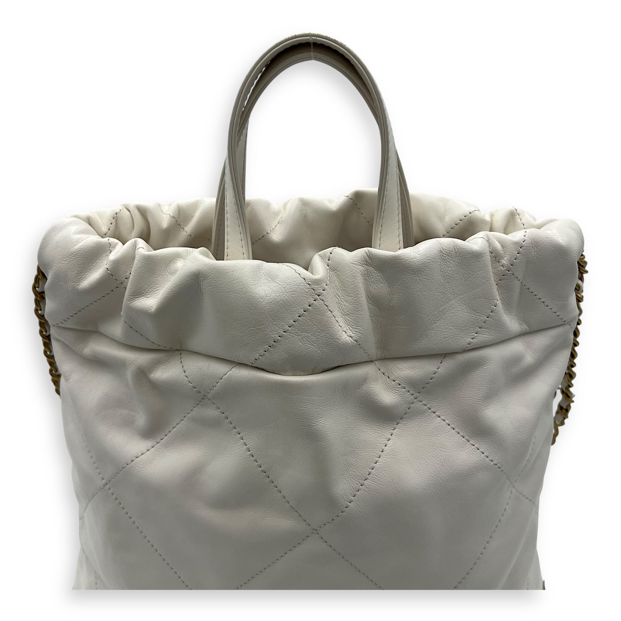 Chanel C22 Backpack White in Calfskin, Gold hardware_7