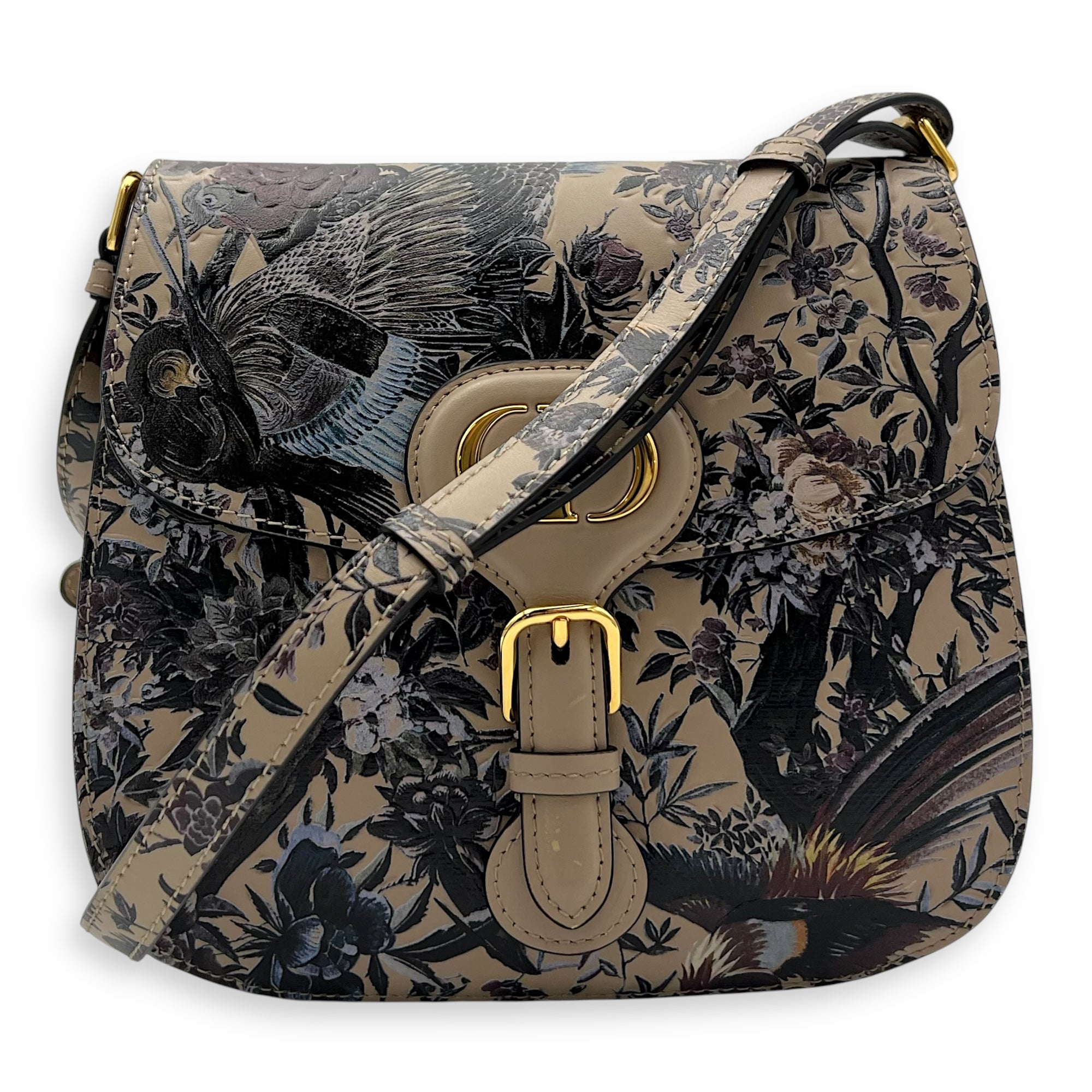 Christian Dior Jardin d’Hiver Bobby Frame Medium Beige Shoulder Bag in Calfskin, Gold hardware_10
