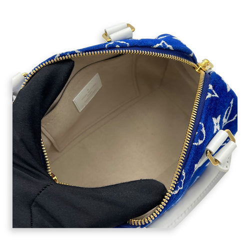 Louis Vuitton Speedy Bandouliere 20 Blue Top Handle Bag in Terry, Gold hardware_10