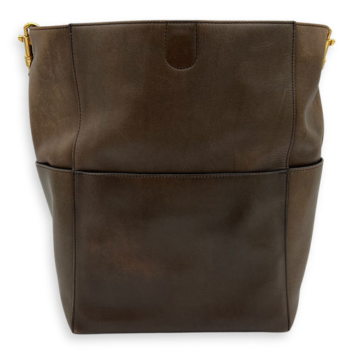 Celine Sangle Shoulder Bag Brown in Calfskin, Gold hardware_2