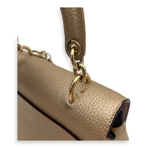 Christian Dior Be Dior Top Handle Bag Gold in Calfskin, Gold hardware_10