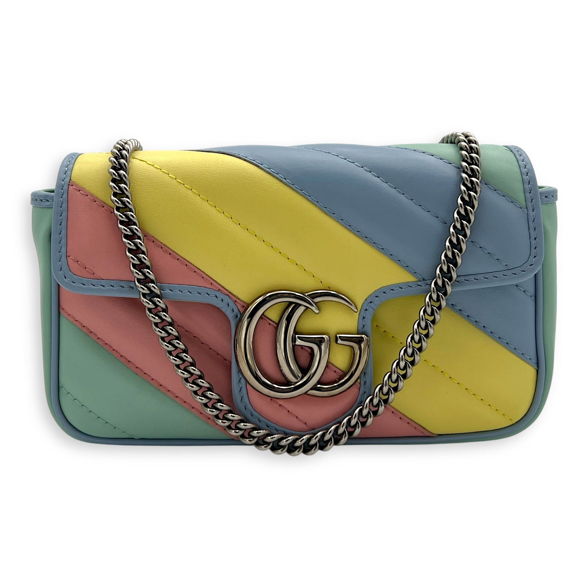Gucci GG Marmont Crossbody Bag Multi-colour in Calfskin, Silver hardware_10
