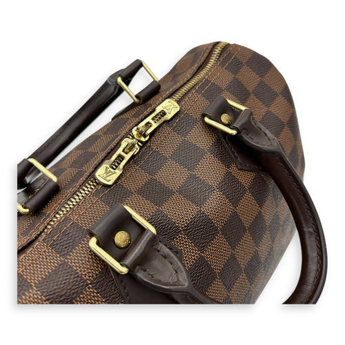 Louis Vuitton Speedy Bandouliere Top Handle Bag 25 Brown in Coated Canvas, Gold hardware_10