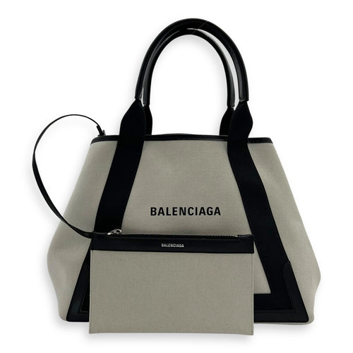 Balenciaga Cabas Tote Bag Medium White in Canvas, Silver hardware_10