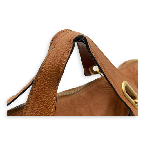 Chloé Paraty Large Brown Top Handle Bag in Calfskin, Gold hardware_10
