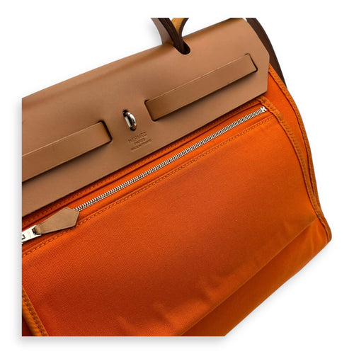 Hermès Herbag 31 Orange Top Handle Bag in Canvas, Silver hardware_10