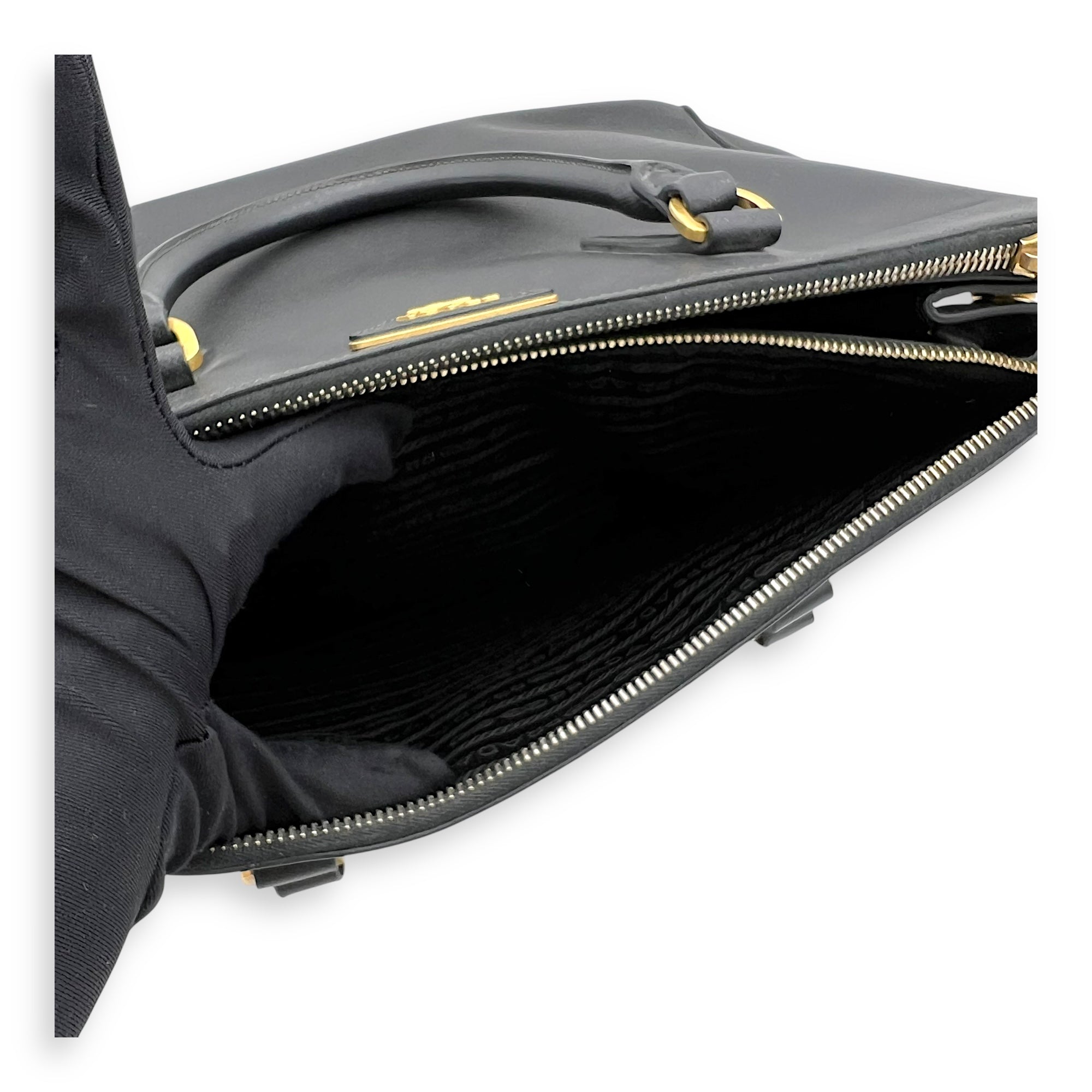 Prada Galleria Top Handle Bag Black in Saffiano Leather, Gold hardware_10