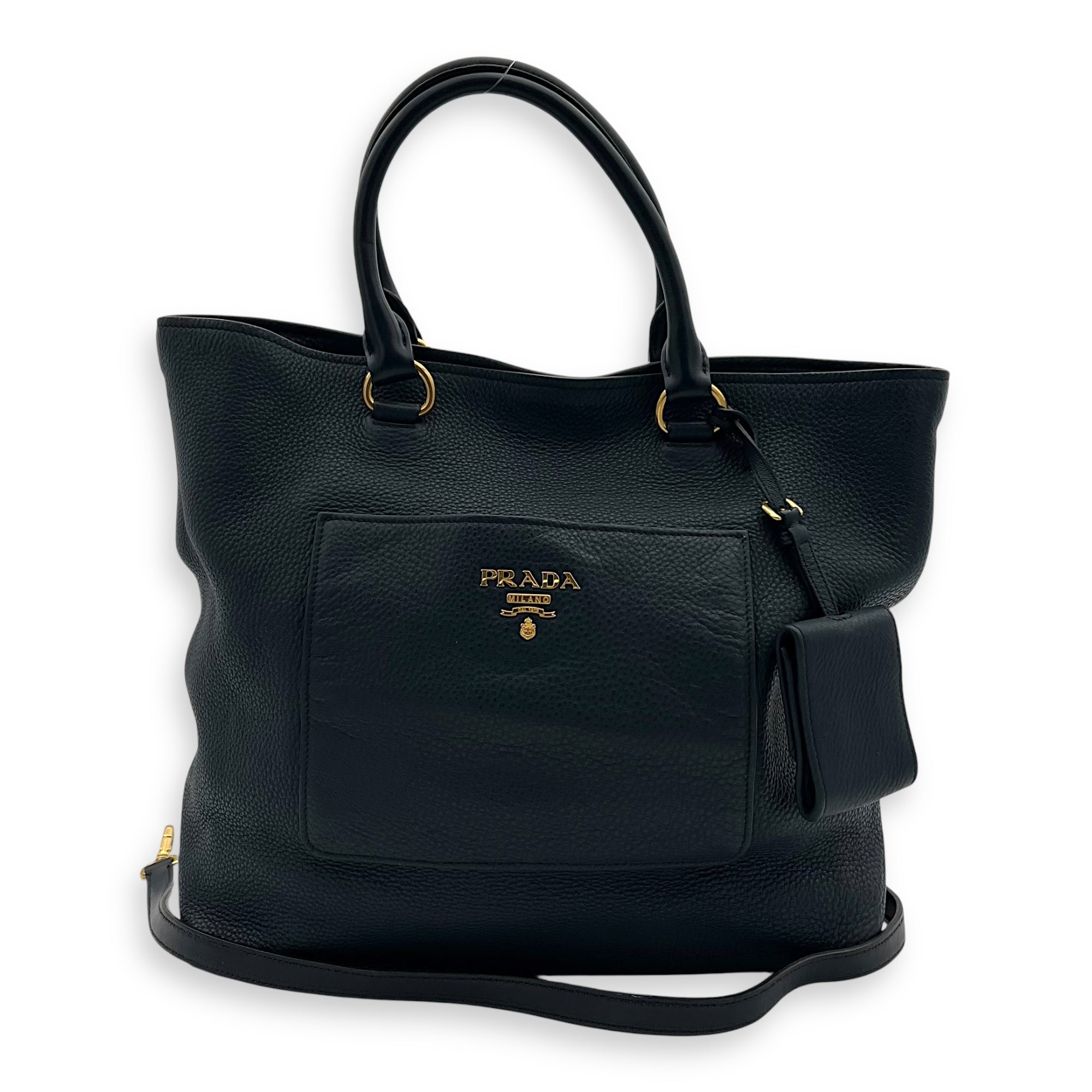 Prada 2 way bag Top Handle Bag Blue in Calfskin, Gold hardware_10