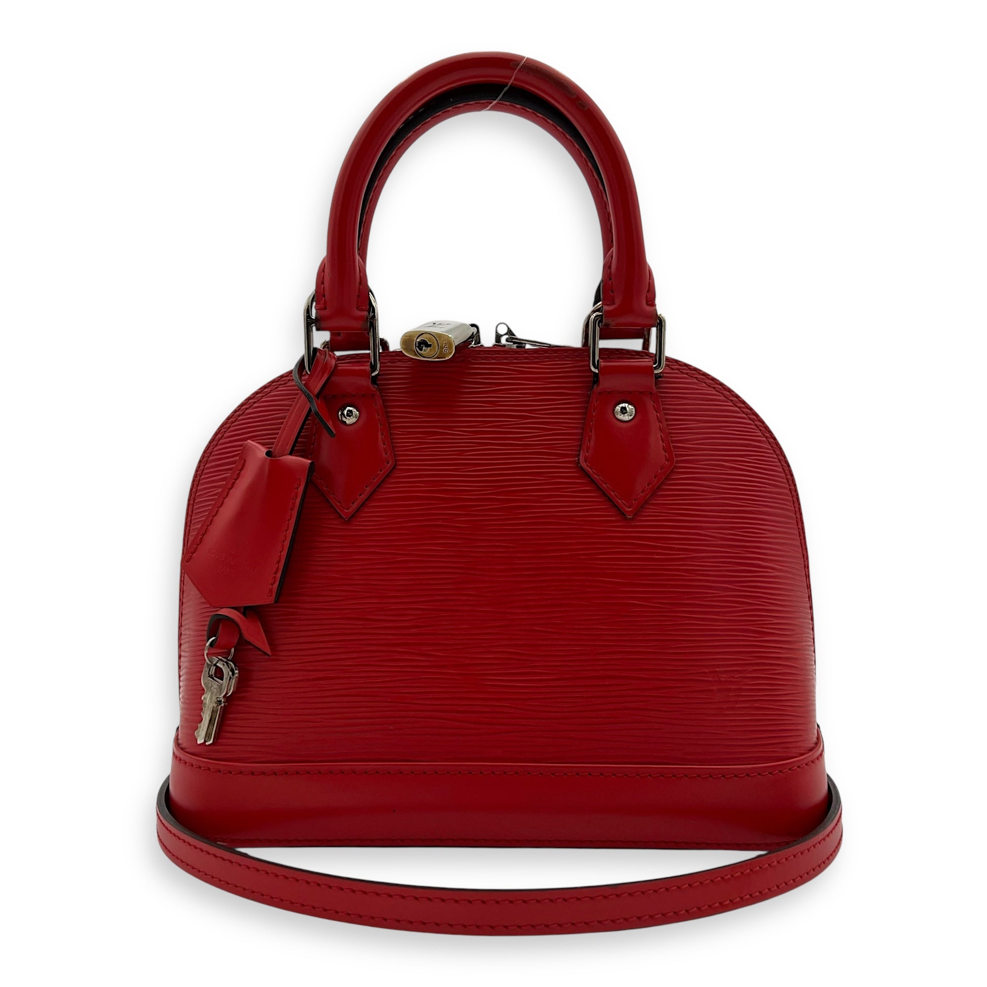 Louis Vuitton Alma Top Handle Bag BB Red in Epi Leather, Silver hardware_10